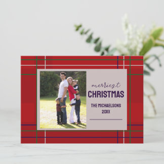 Merriest Christmas Plaid Holiday Card