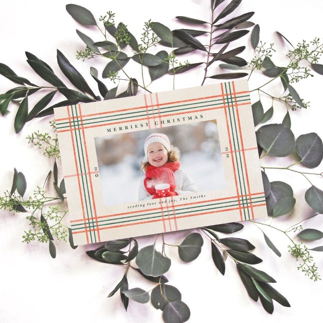 Merriest Christmas Plaid Holiday Photo Card (Creator Uploaded)