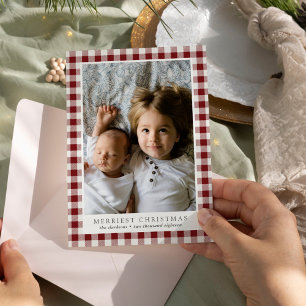 Merriest Christmas Plaid Photo Holiday Card