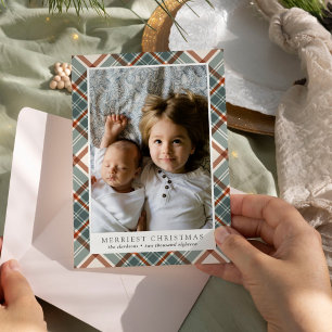 Merriest Christmas Plaid Photo Holiday Card