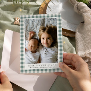 Merriest Christmas Plaid Photo Holiday Card