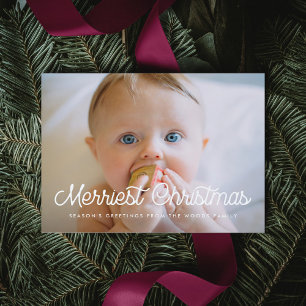 Merriest Christmas Retro family photo holiday Postcard