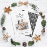 Merriest Christmas rustic multi photo Holiday Card<br><div class="desc">Merriest Christmas rustic multi photo holiday card. With modern hand drawn text and trees. Backer colour can be customised.</div>