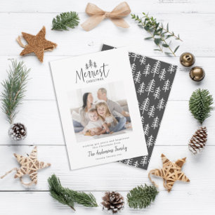 Merriest Christmas rustic multi photo Holiday Card