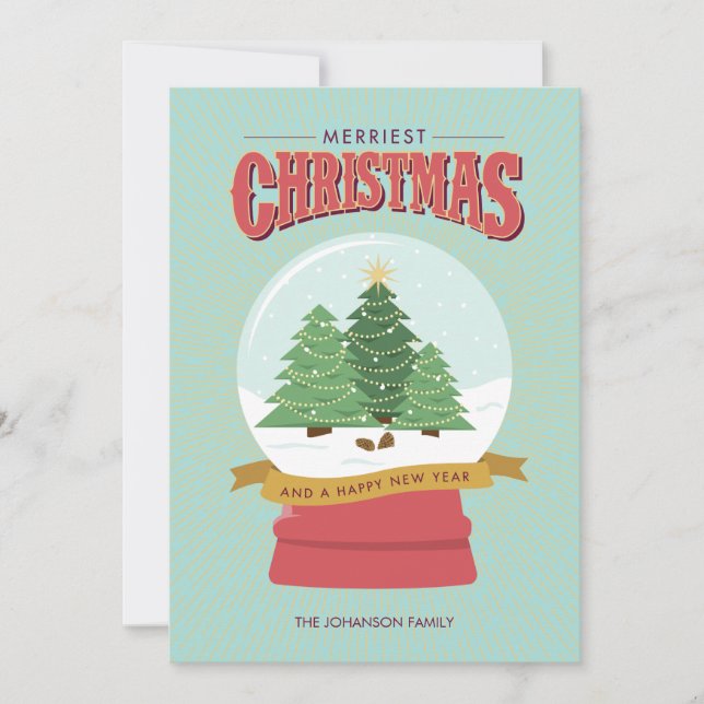 Merriest Christmas Snow Globe Holiday Card (Front)
