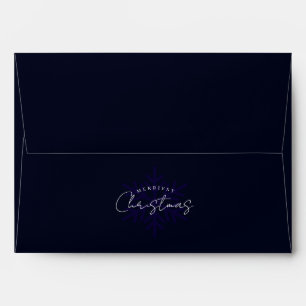 Merriest Christmas Snowflake Navy Blue Envelope