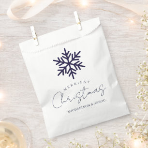Merriest Christmas Snowflake Navy Blue Favour Bag