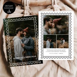  Merriest Christmas  Stamp family Photo Holiday Card