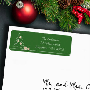 Merriest Christmas Tree on Green Return Address Label