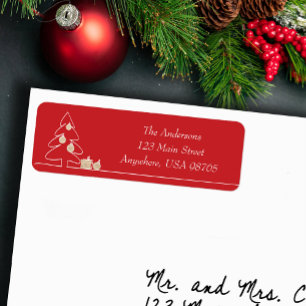 Merriest Christmas Tree on Red Return Address Label