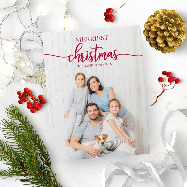 Merriest Christmas Unique Photo Holiday Greeting Postcard (Creator Uploaded)