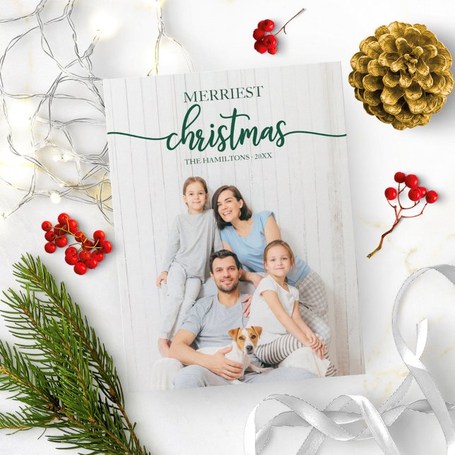 Merriest Christmas Unique Photo Holiday Greeting Postcard (Creator Uploaded)