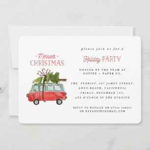 merriest christmas watercolor car holiday card