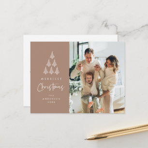Merriest Christmas, Xmas Tree Family Photo Postcard