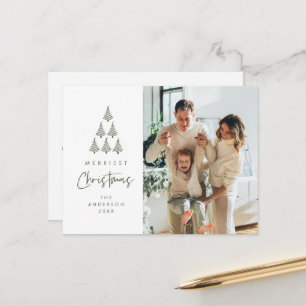 Merriest Christmas, Xmas Tree Family Photo Postcard
