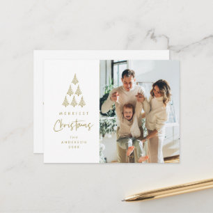 Merriest Christmas, Xmas Tree Family Photo Postcard