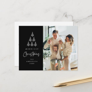 Merriest Christmas, Xmas Tree Family Photo Postcard
