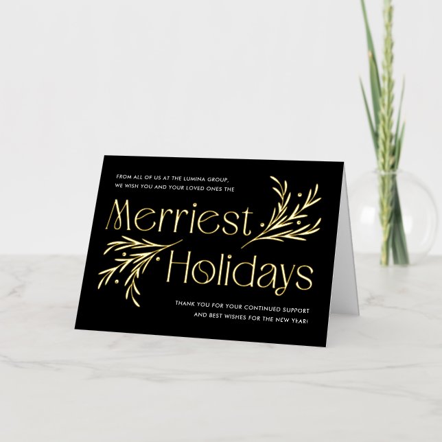 Merriest Holiday FOIL Business Holiday Card (Front)