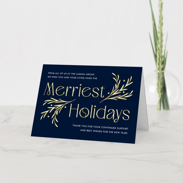 Merriest Holiday FOIL Business Holiday Card (Front)
