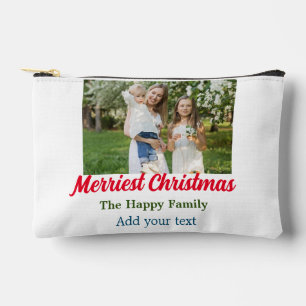 Merriest joyful christmas holiday add family name accessory pouch