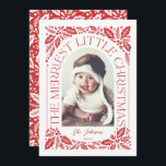 Merriest Little Christmas Berry Red Photo Arch Holiday Card<br><div class="desc">A unique and modern holiday card featuring an arch photo shape with modern styled typography that curves elegantly around your photo, and original hand-drawn winter foliage artwork. Easily personalise the front and back with your own text and photos using the template provided. To customise even further, click on the “Edit...</div>