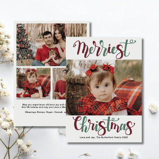 Merriest Merry Christmas 4 Family Photo Holiday Card