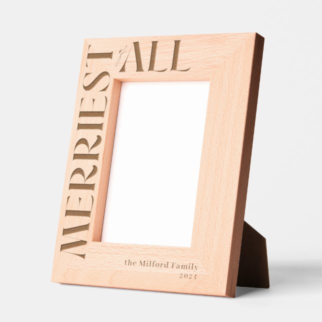 Merriest of All Christmas Family Name Etched Frames (Left)