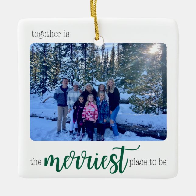 Merriest Place to Be- Rounded Ceramic Ornament (Front)