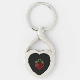 Merriest Wishes Christmas Message Key Ring