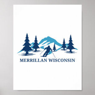 Merrillan Wisconsin Ski Resort Skiing Skier Poster