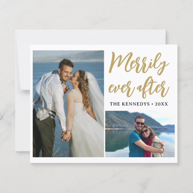 Merrily Ever After 2 Photo Wedding Announcement (Front)