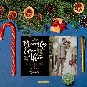 Merrily Ever After Christmas Photo Real Foil Holiday Card