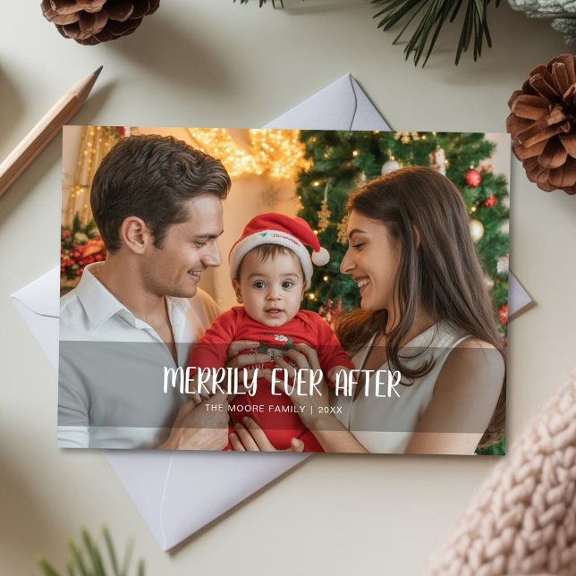 Merrily Ever After Classic Family Christmas Card (Creator Uploaded)