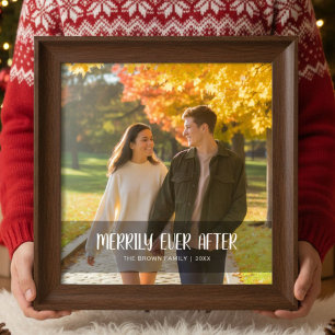 Merrily Ever After Cute Couple Christmas Card