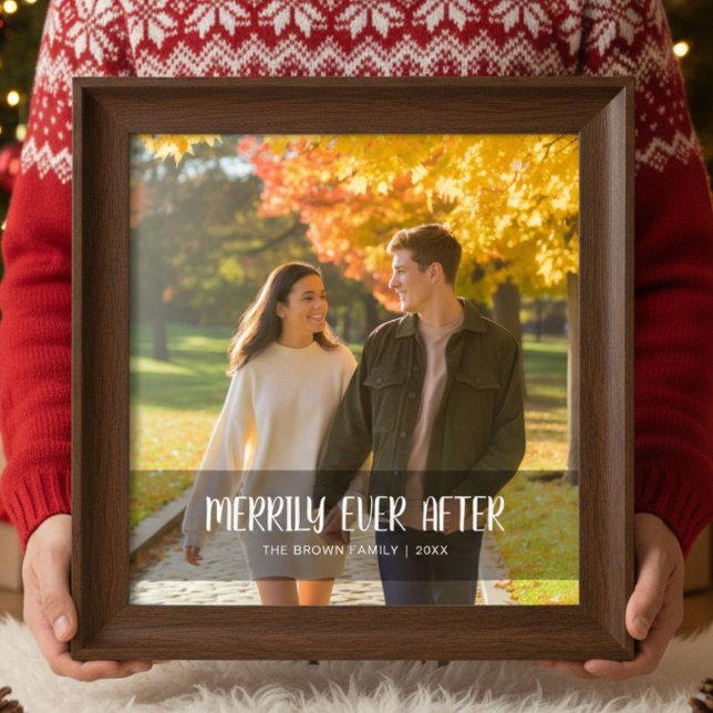 Merrily Ever After Cute Couple Christmas Card (Creator Uploaded)