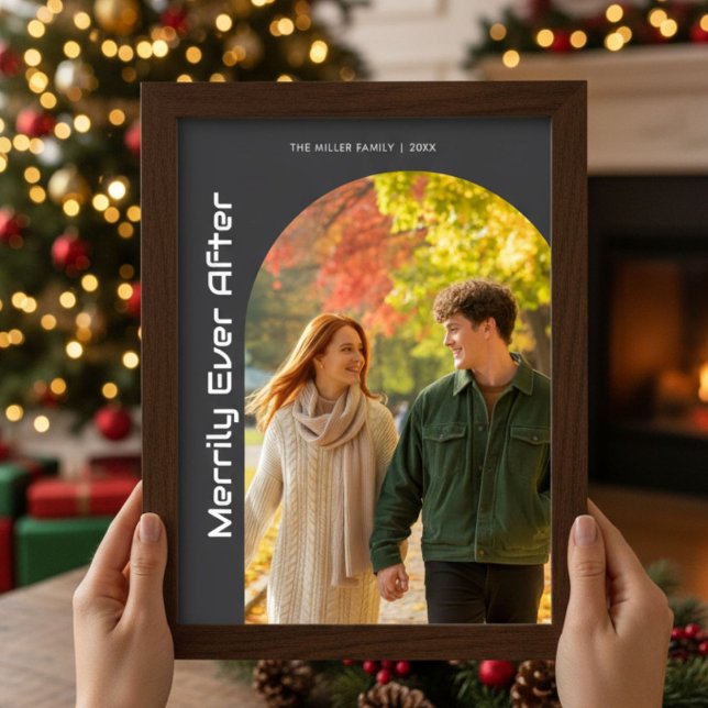Merrily Ever After Cute Couple Christmas Card (Creator Uploaded)