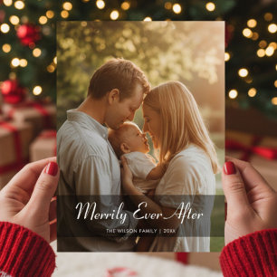 Merrily Ever After Cute Family Holiday Card