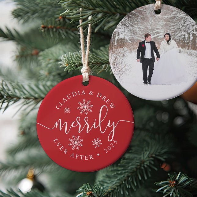 Merrily Ever After | Double-Sided Newlywed Ceramic Tree Decoration (Creator Uploaded)