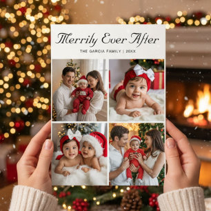 Merrily Ever After Elegant Family Christmas Card