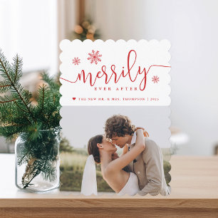 Merrily Ever After   Newlywed Holiday Photo Card