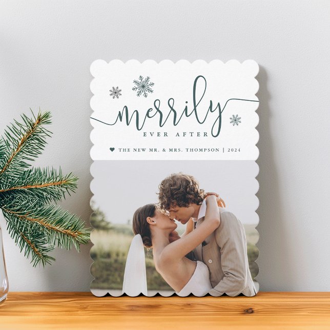 Merrily Ever After | Newlywed Photo Holiday Card (Creator Uploaded)