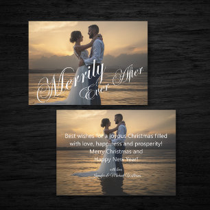 merrily ever after, newlyweds 2 photos holiday card