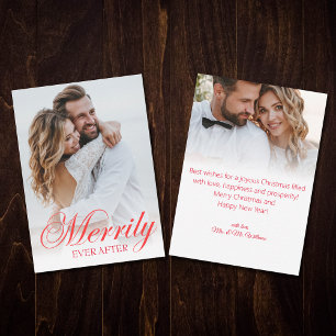 merrily ever after, newlyweds 2 photos holiday red card