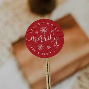 Merrily Ever After Personalised Holiday Classic Round Sticker