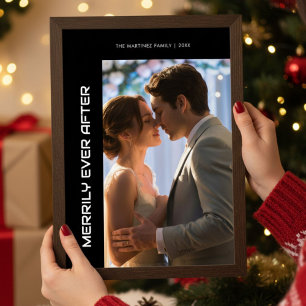 Merrily Ever After Playful Couple Christmas Card