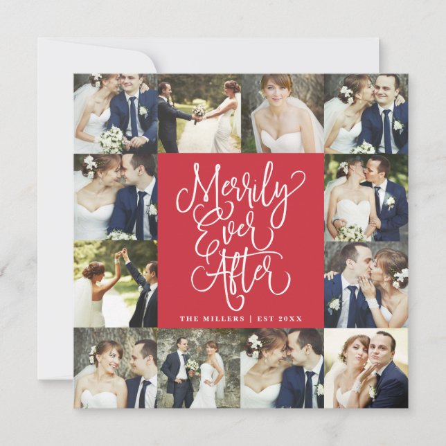 Merrily Ever After Wedding Holiday 12 Photo Card (Front)