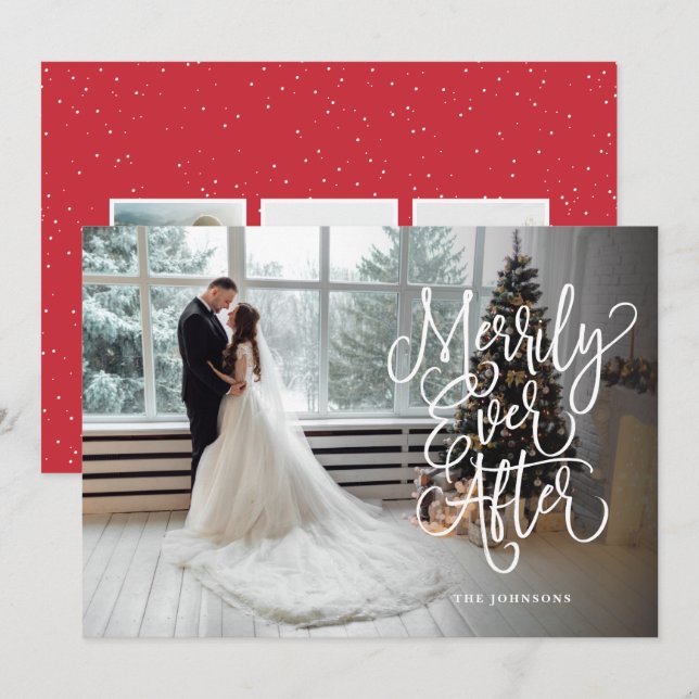 Merrily Ever After Wedding Holiday Full Photo Card (Front/Back)