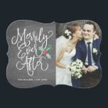 Merrily Ever After Wedding Holiday/Thank You Photo Invitation<br><div class="desc">Spread love while showing off your wedding photos this holiday season with this chic and modern Just Married Holiday Photo card. Perfect for the newly married couple to use as a holiday card, wedding announcement or thank you card around the holidays season. This card highlights your wedding photo by pairing...</div>