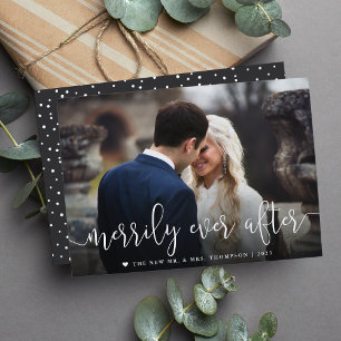 Merrily Ever After   Wedding Photo Christmas Holiday Card