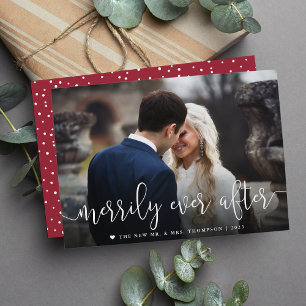 Merrily Ever After   Wedding Photo Christmas Holiday Card